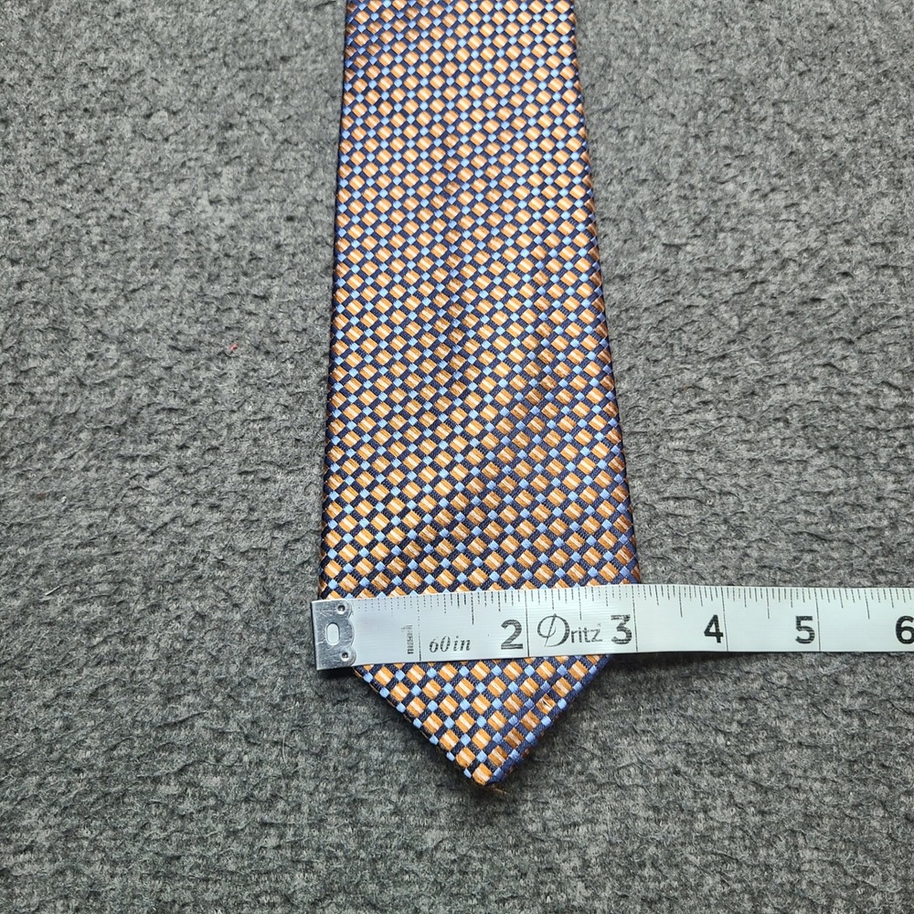 Bruno Piattelli Tie Mens OS Blue Gold Silk Excellent Geometric Woven Made in USA - Picture 5 of 6